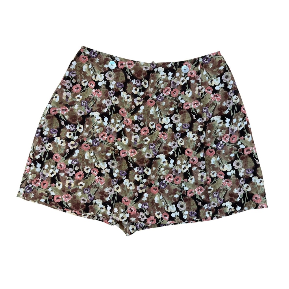 La Belle Size 5 Floral Skort Vintage 90s Cottagecore Polyester Wrap Front